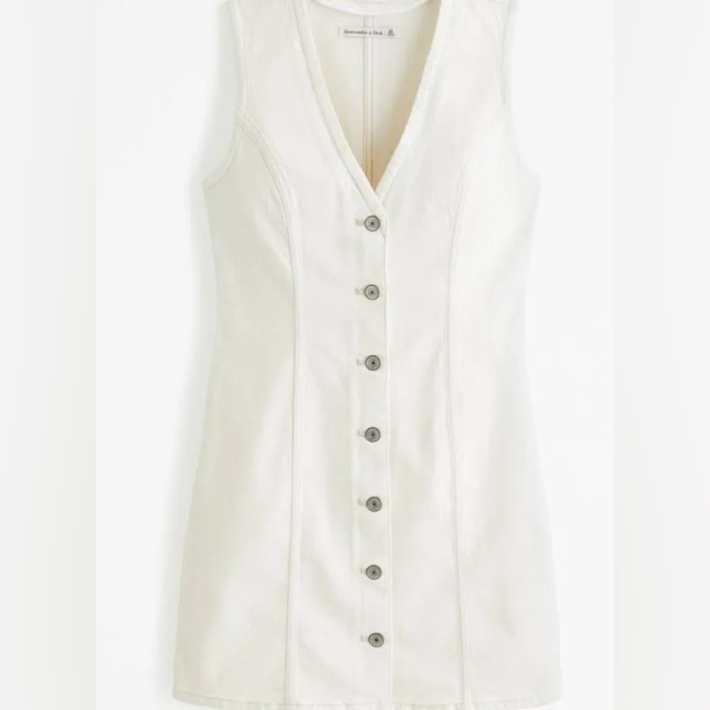Abercrombie & Fitch Cream V-Neck Dress